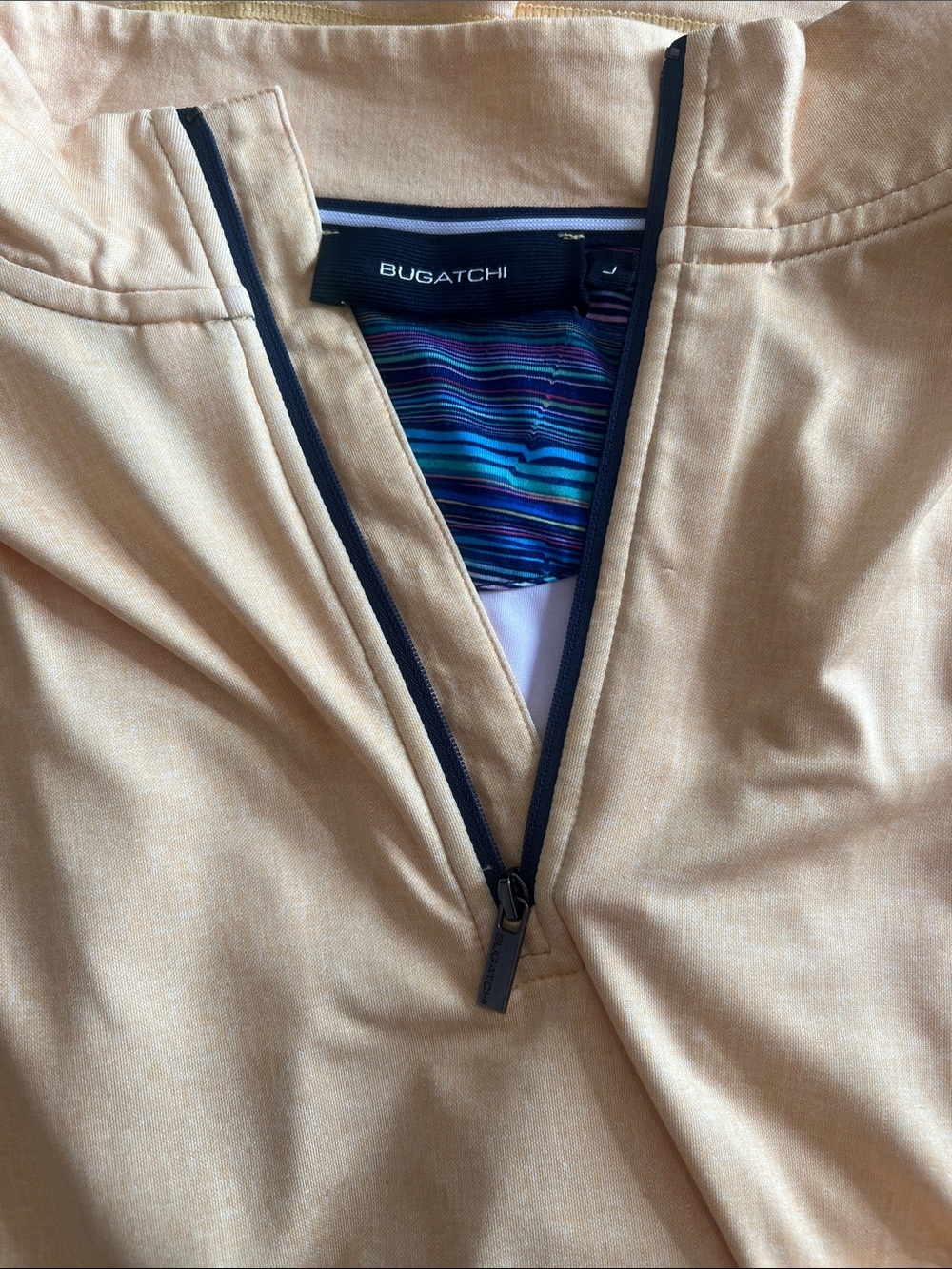 Bugatchi Pale Yellow Quarter Zip-Front Pullover, Size L, NWOT - Picture 2 of 3